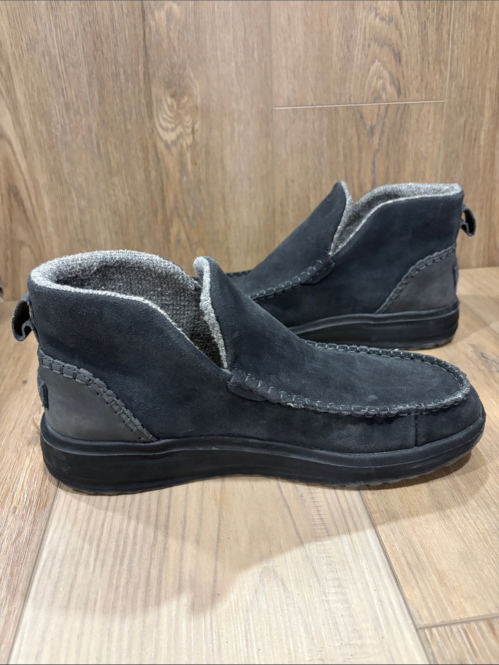 Hey Dude Denny Suede Black Moccasin Slip On size 40 Ankle Boot